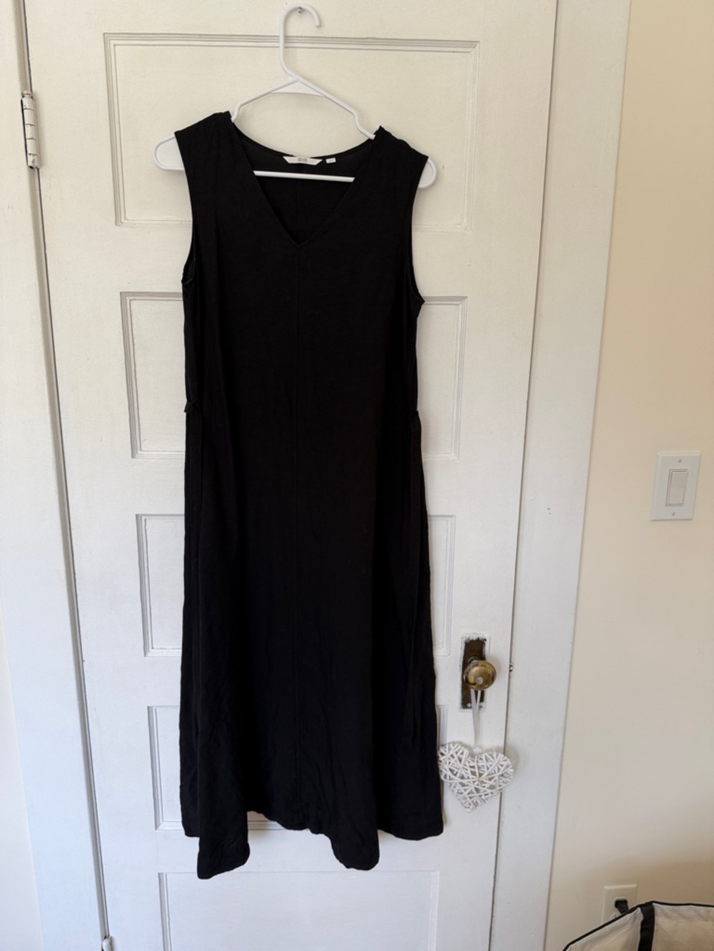 Black linen blend midi dress by Uniqlo